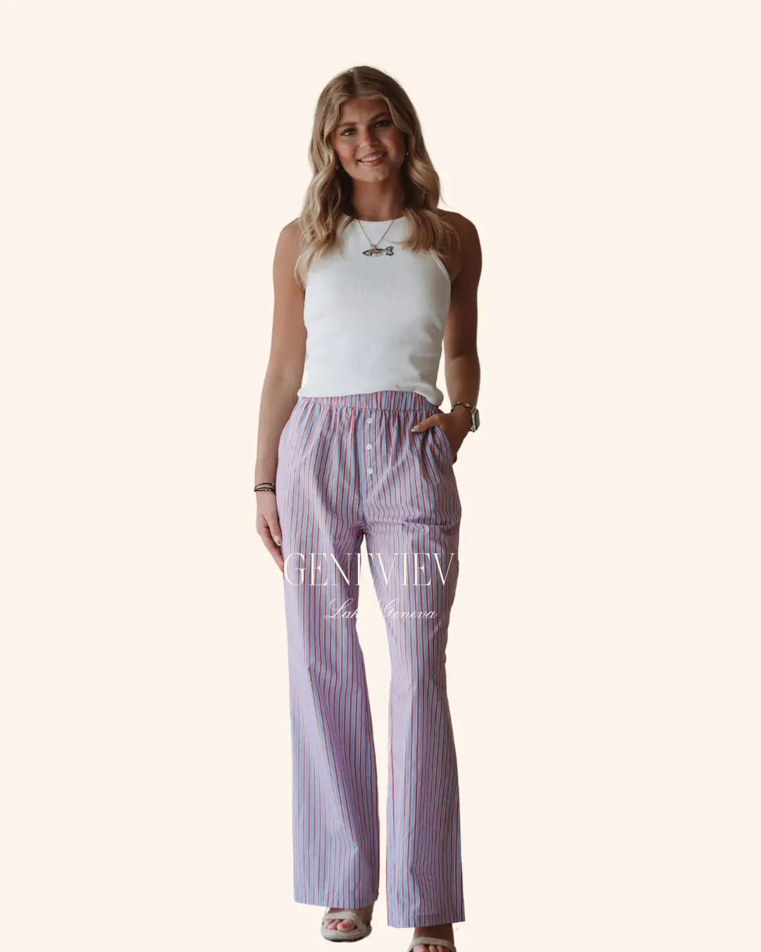 Pretty Garbage Blue Red Stripe Pant