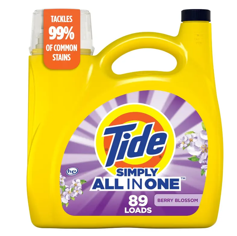 Tide Simply All-In-One Liquid Laundry Detergent, Berry Blossom Scent, 89 Loads, 112 fl oz