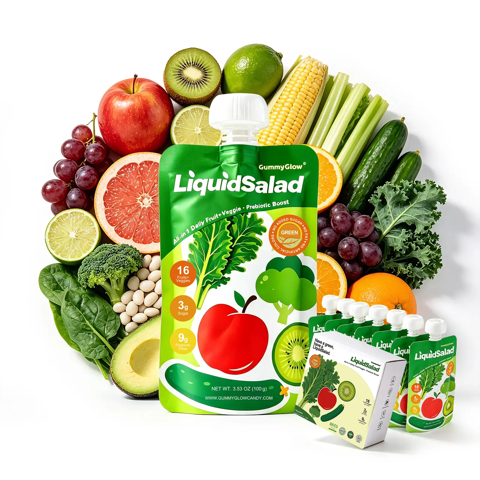 Supermodels Style 7 Assorted Pouches Mixed Smoothie Juice Pouches - 16 Fruits & Vegetables, Organic Gluten-Free Superfood, Dietary Fiber & Prebiotic, Ready-to-Eat Vegan Snack, 7 Assorted Pouches (Includes Kiwi) sohochic