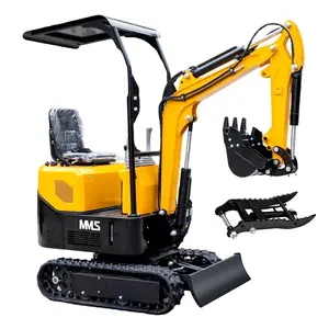 MMS Mini Excavator 1 Ton Compact Hydraulic Digger EPA Certified Gas Egnine, Hydraulic Thumb Clamp, Narrow Bucket