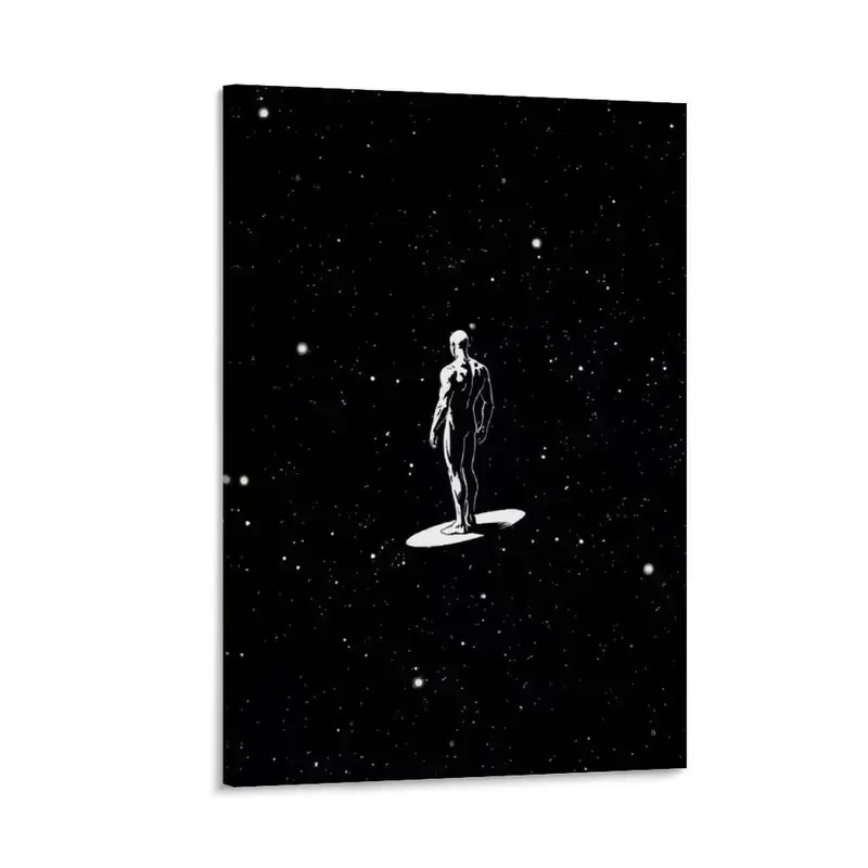 Minimalist Marvel Comics Silver Surfer Canvas Art Poster Retro Space Wall Decor Premium Unframed Print Aesthetic Cool Room Decor Gift for Geek Comic Book Fan