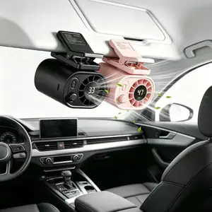 Joytutus fathersdaygift-Joytutus Car Clip-On USB Fan - 360° Rotation, 100-Speed Stepless Adjustment, 1800mAh Rechargeable Battery, LED Display, Charging Button, Portable Personal Fan,No Cooling Function, Ideal for Summer, Cars, Accessories For Car