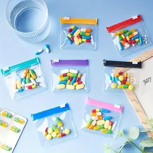 Waterproof Reusable 21pcs Silicone Pill Bag Set - Sliding Lock Zipper Pill Organ Bag for Travel and Home Office Use