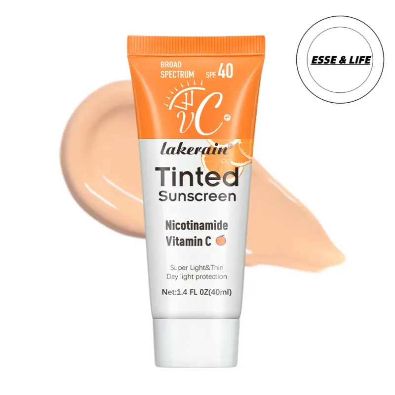 Waterproof - Sweatproof，Tinted Sunscreen for Face with SPF 40 - UV Protection -Moisturizer & Lightweight Facial Sunscreen with Vitamin Cand Vitamin E, for All Skin Type (40ml), Bronze, Gift,