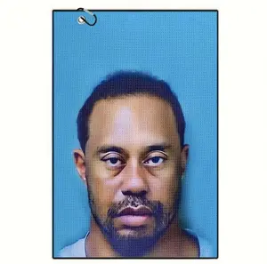 Tiger Woods Mugshot Magnetic Golf Towel - 16" x 24" High-Quality Microfiber Material with Strong Magnetic Clip Unique Design for Golf Enthusiasts Ball