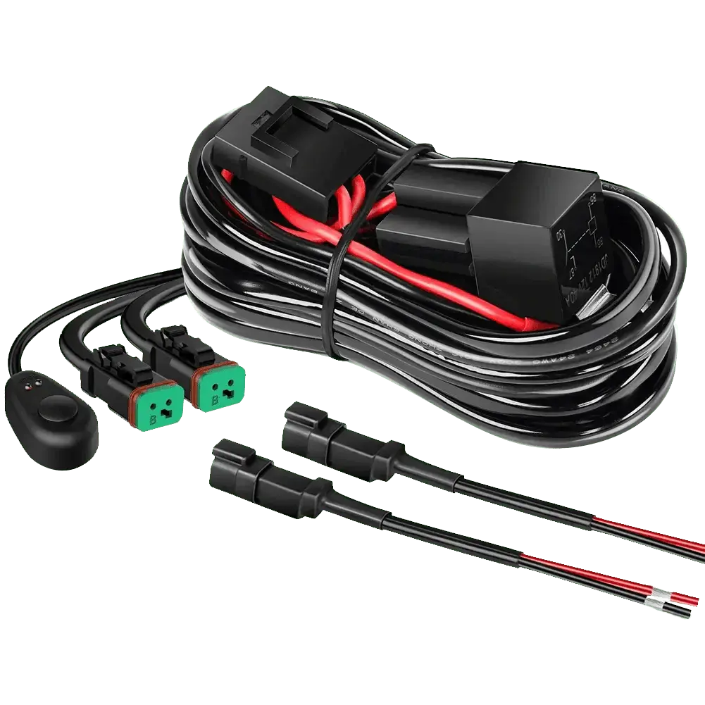 Nilight 14AWG 1x11.5FT 2-Lead DT Connector Automotive Wiring Harness Kit with 12V On-Off Switch, Fuse, Relay, Copper Shell, 180W Light Bar Ready, Boat-Ready Wiring for Car Lights, Construction Equipment