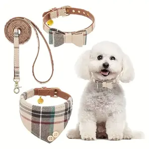 Dog Training Swivel Leash Set, Faux Fur Dog Collar with Butterfly Decoration, Small Breed Pet Accessories, 3 Piece Set for Dogs & Cats