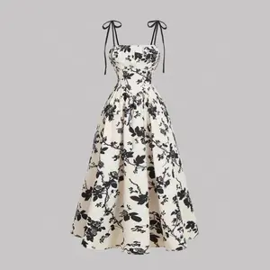 2026 vintage floral print temperament elegant intellectual waist slip dress for women