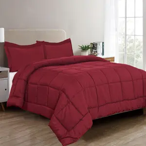 Elegant Comfort 3-Piece Solid Box Stitched Comforter Set - Ultra Soft Double-Filled Down-Alternative Bedding
