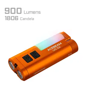 ACEBEAM UC3A Rechargeable EDC AAA Flashlight, Multi-Light Source Mini Flashlight with Camping and 9 RGB Lights, Max 900 High Lumens, Small Flat Pocket LED Magnetic Keychain Flashlight for Home Emergency, Pet Lights