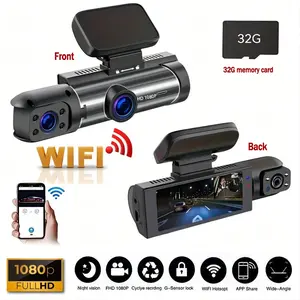 Car DVR, 1080P Dash Cam with 32GB SD Card, Super Night Vision Car DVR, Loop Recording DVR, Wifi Car Dashcam, Interior Dashcam, Automotive Dashcam, Hd Dash Camera, Automotive Video Recorder, Car Electronics Accessories