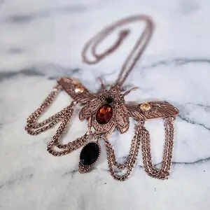 Steampunk Scarab Beetle Necklace Antique Copper Costume Jewelery