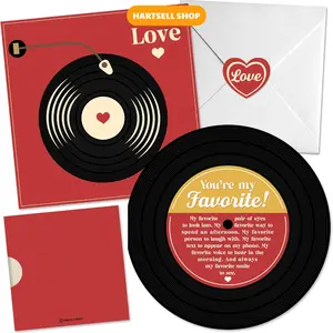 Retro Anniversary Card for Him or Her, Romantic Gift for Husband Wife, Boyfriend or Girlfriend, Love Notes for Couple, Vinyl Record Birthday Card, Valentines Day Gifts For Men and Women