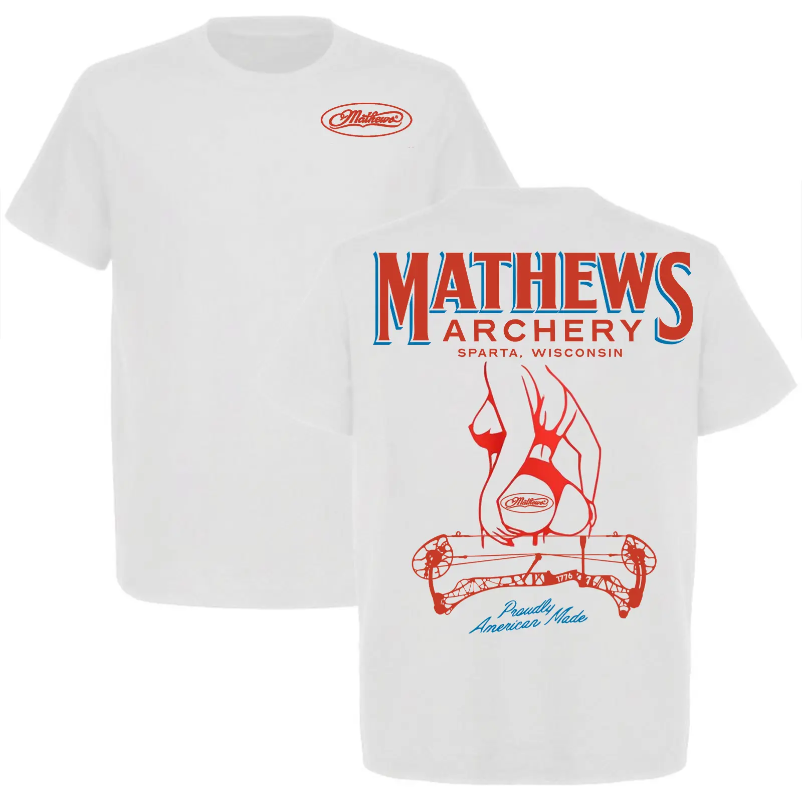 2025 Mathews Archery Sexy Girl Proudly American Made T-shirt, Archery Tactical Gear, Unisex Short Sleeve Casual 100% Cotton, Made in USA