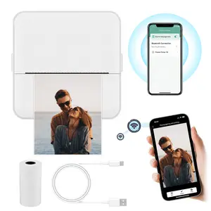 Portable Mini Pocket Printer - Wireless Bluetooth Thermal Printer, Inkless B&W Printing for Photos, Notes, Study & Scrapbooking (White Standard Edition)