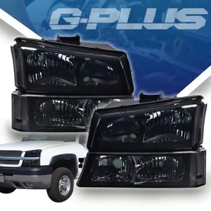 Smoked Headlights & Signal Bumper Corner HeadLamps Fit For 03-07 Chevy Silverado