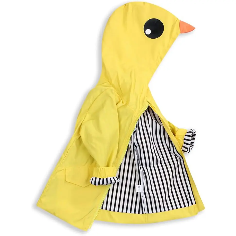 Youngertree Toddler Baby Boy Girl Duck Raincoat Cute Cartoon Hoodie Zipper Coat Outfit Suitable Spring Inner Lining Breathable Outside Outdoor