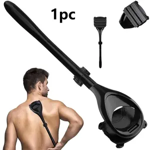 Men's Back Shaver, 1pc One Piece Long Handle Back Razor  with 3 Blade Design, Ergonomic Grip Shaving Tool for Body Hair Removal