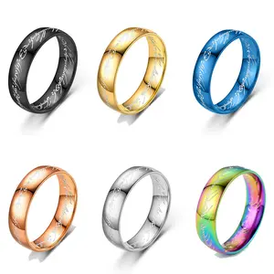 2025 Jewelry Design Stainless Steel Jewelry Punk One Ring Of Power Elf Bilbo Baggins Gollum Tolkien Letter Wizard Multicolors Size 6-13