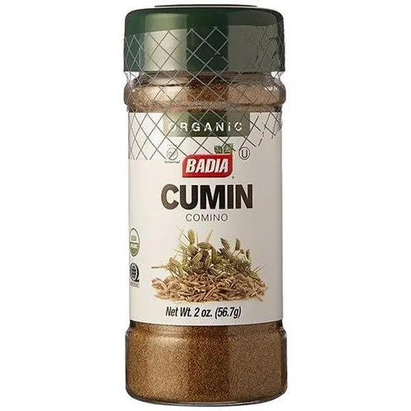 BADIA Organic Ground Cumin Garlic Flavor All-Purpose Cooking Seasoning, 2 oz, US-Sourced, YES-Certified, Earthy, Kosher, Vegan-Friendly, Ideal for Vegetable Dishes