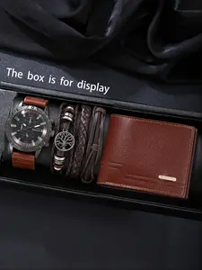 Men's Casual Fashion Durable Wristwatch Set with Bracelet & Wallet, Perfect Gift for Daily Use, Holidays, Birthdays, Christmas, Analog Watches, Casual Wristwatch Set