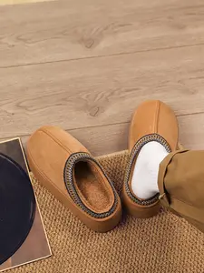 Fashion Couple Anti-Cold Home Cotton Casual Soft Slippers Unisex Fleece Lined Warm Snow Boots, Cold Weather Shoes for Men & Women