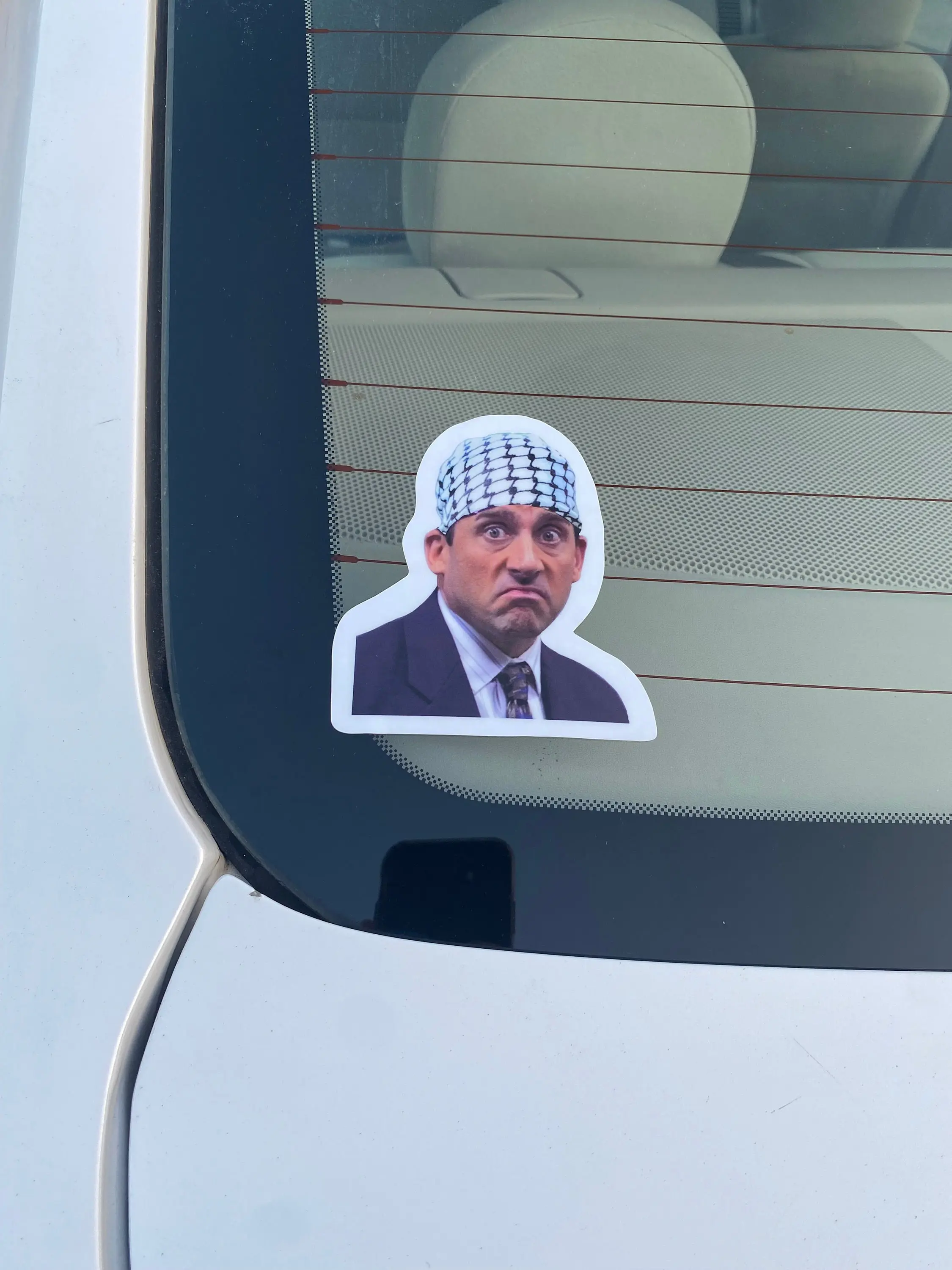 Falastini Mike Bumper Sticker - Michael Scott Sticker Featuring Palestinian Flag Design, Ideal for Car Decoration