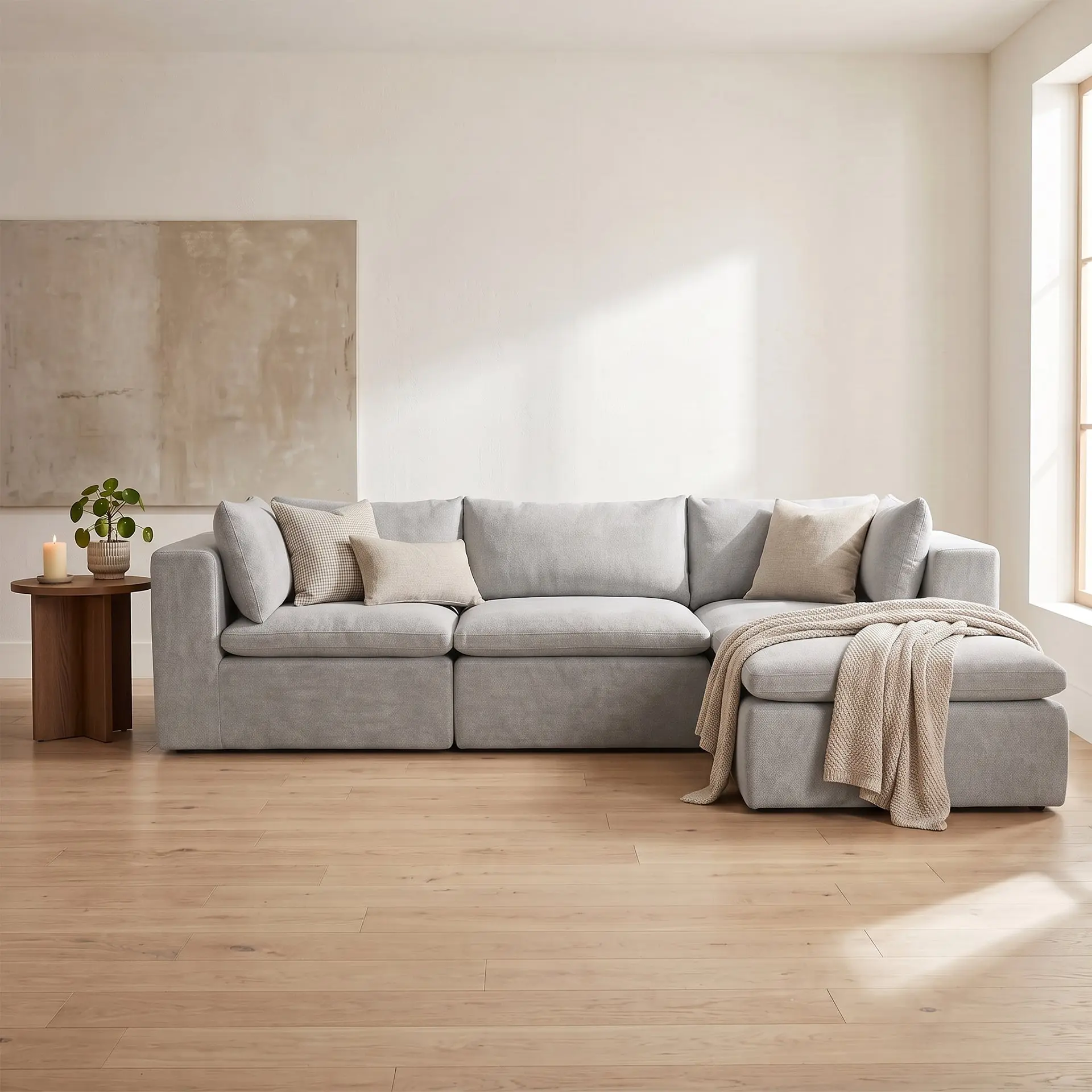 BIG JOE Averra™ 4-Piece Modular L-Shaped Sectional Sofa, Terra Knit Fabric, Multi-Seat Design, Easy Setup, Indoor Sectional Couch