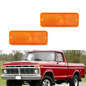 2pcs Amber Front Parking / Turn Signal lamps Light Lenses For 1974 1975 1976 1977 Ford F-100 F100,Replace OEM 906-55-22-04