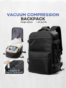 Commuting Vacuum Compression Travel Backpack, Ryanair Boarding Ready, Large Capacity, Business Laptop, Women's Backpack with Air Pump