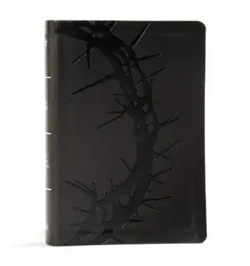 KJV Large Print Personal Size Reference Bible, Charcoal LeatherTouch Crown of Thorns, KJV Holy Bible, Red Letter, Pure Cambridge Text, Presentation - Imitation Leather
