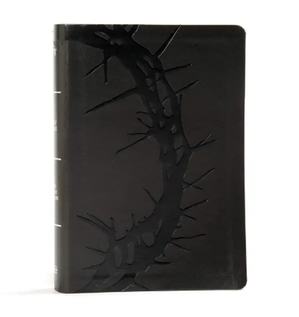 KJV Large Print Personal Size Reference Bible, Charcoal LeatherTouch Crown of Thorns, KJV Holy Bible, Red Letter, Pure Cambridge Text, Presentation - Imitation Leather