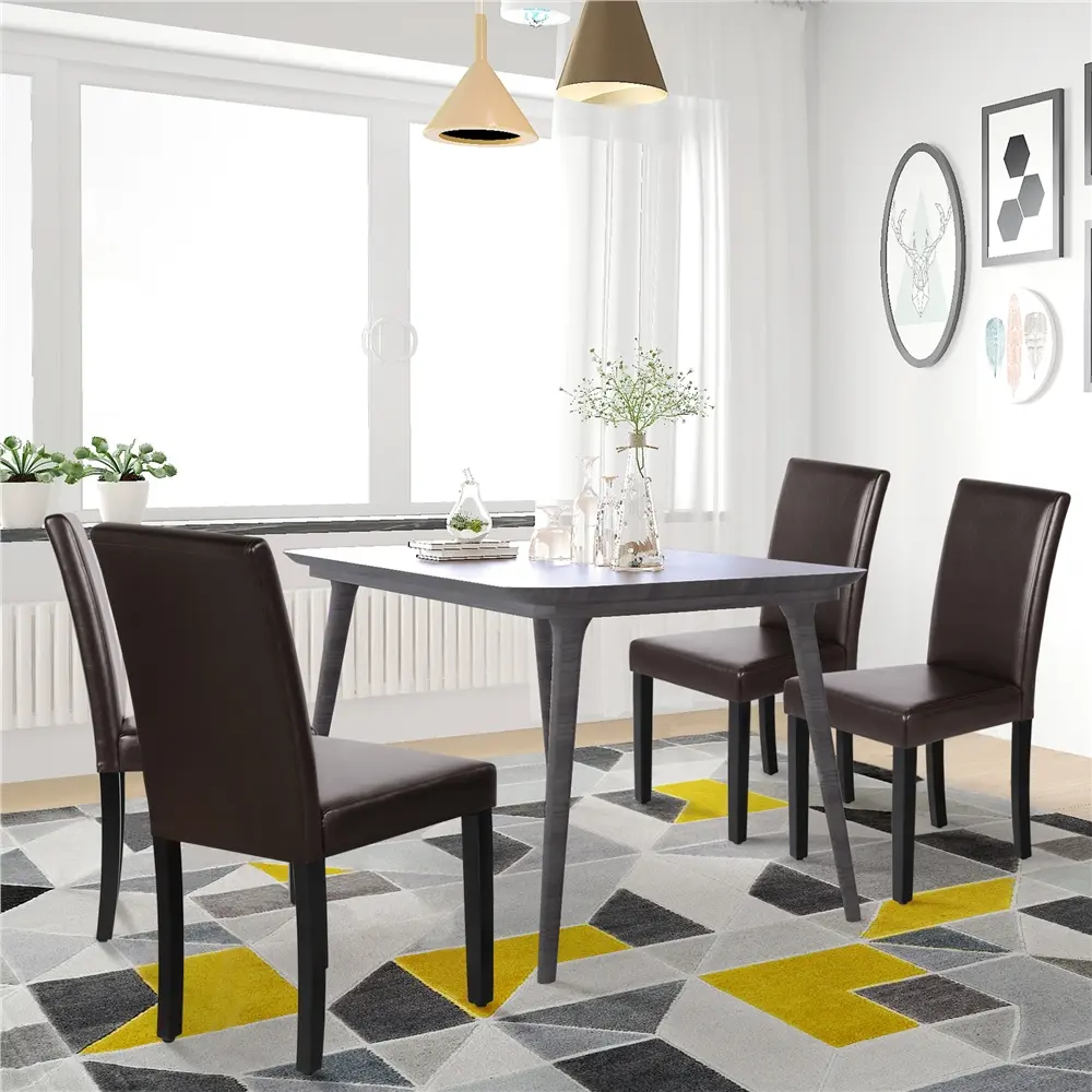 Yaheetech 4PCS Armless Lounge Dining Chairs - Sturdy Contemporary 36.5"h High Back Padded Seats, Rubberwood Legs, Assembly Required, Indoor Kitchen Restaurant Furniture