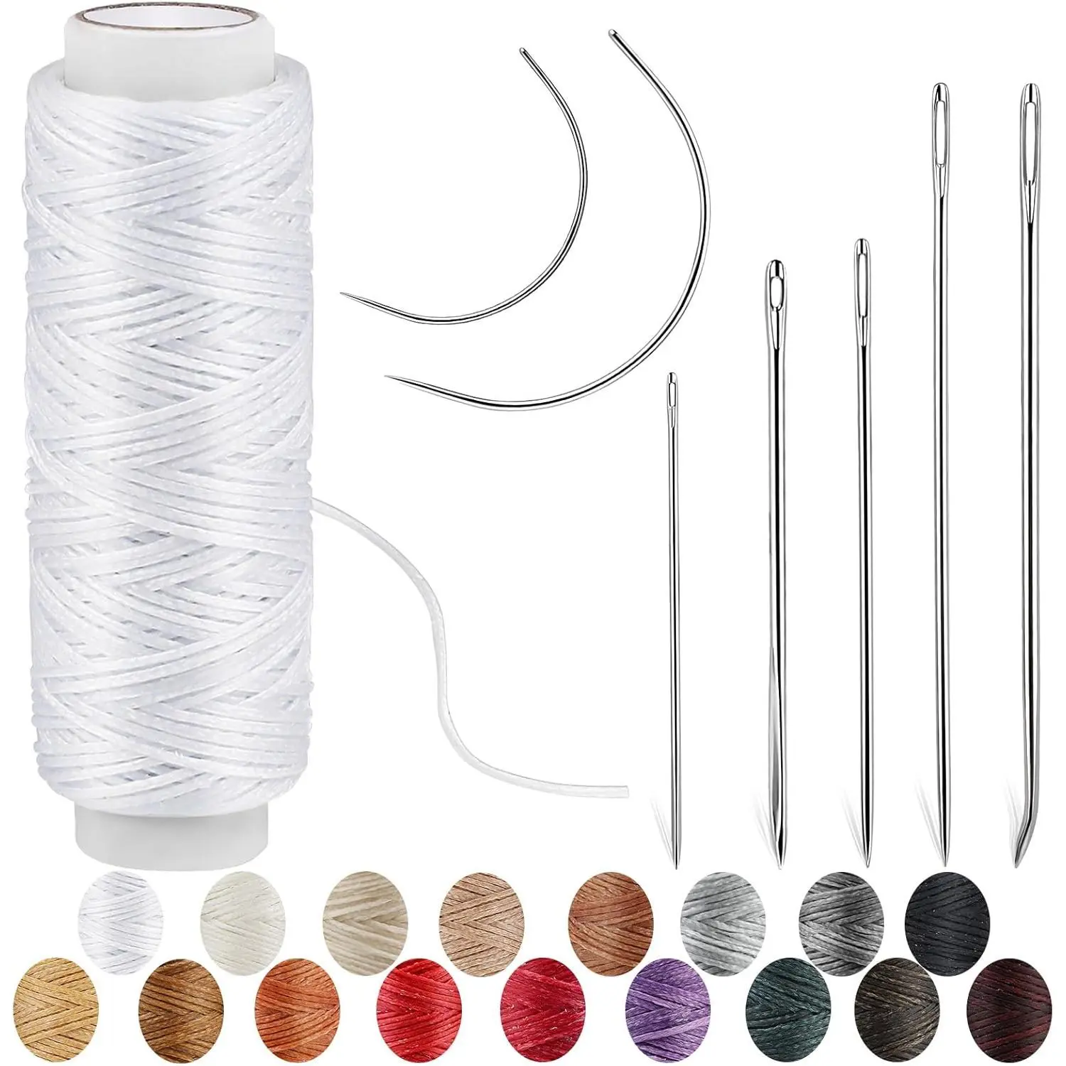 Waxed Thread, Upholstery  and Thread 32 Yards with 7 count Hand Sewing  for  Upholstery Carpet Canvas Repair Leather Sewing (White)