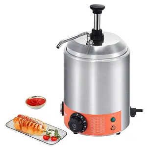【FathersDayGift】 VEVOR Electric Cheese Dispenser with Pump, 2.3 Qt Commercial Hot Fudge Warmer, Stainless Steel Pump Dispenser, 86-230 ℉   Temp Adjustable Nacho Cheese Sauce Warmer, for Hot Fudge Cheese Caramel