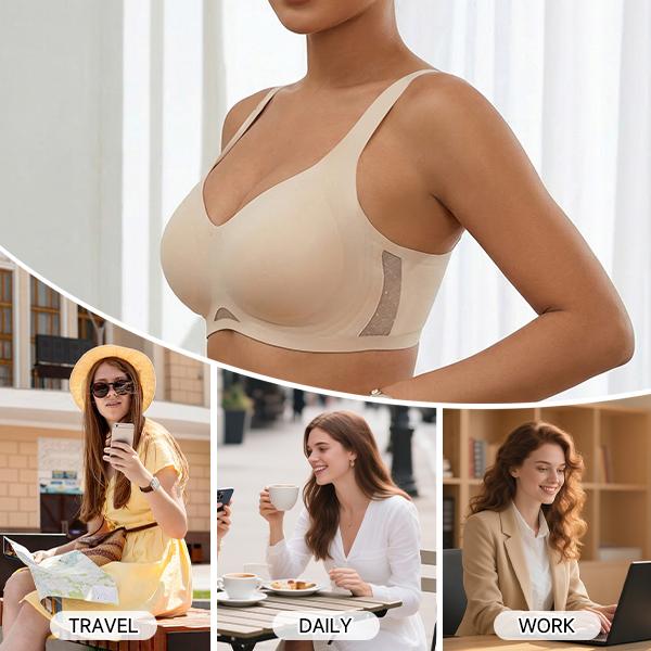 CUTEIO Women’s Wireless Knit Dot Backless Lightweight Push-Up Full Cup Seamless Everyday Tops Lingerie - BE1731, Fits