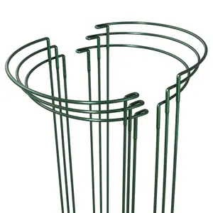 Bamworld 6-Pack Half Round Metal Garden Trellis Plant Support Stakes, Strong Versatile Cages & Rings for Indoor/Outdoor Climbing Plants, Peonies, Tomatoes
