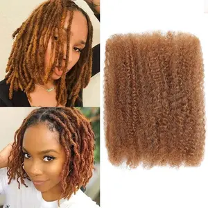 Afro Kinkys Bulk Human Hair - Real Human Hair for Mini Twist, Braiding, Loc Extensions & Crochet, 16 Inch 50g 4c Kinky Curly Hair , Honey Brown Afro Bulk for Dreadlocks
