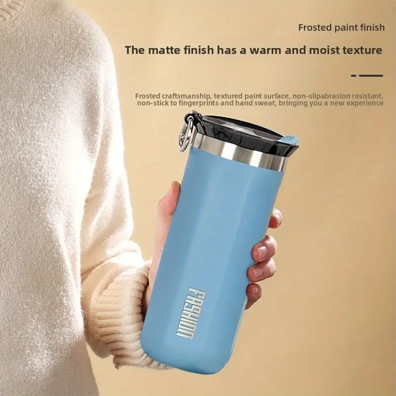 450ML Stainless Steel Vacuum Insulated Water Bottle with Handle, Dual-Use Outdoor Flask, Insulated Travel Drinkware for Hot & Cold Drinks, Perfect Gift for Camping Travel, Stainless Steel Thermos Cup