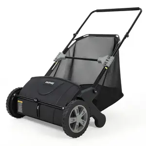 [FLASH SALE]  Garvee 21" Push Lawn Sweeper, 3.5 Cu. Ft Leaf & Grass Collector with Dual Spinning Brushes, Adjustable Height, 10" Rubber Wheels, Manual Yard Sweeper