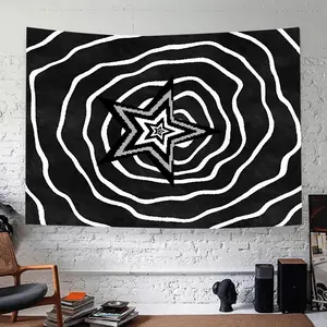 Star & Swirl Pattern Tapestry, Aesthetic Wall Hanging Decor, Polyester Tapestry for Bedroom Home Office Decor, Accessories with Free Installation Package