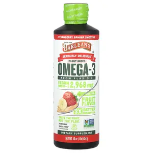 Barlean's Seriously Delicious®, Omega-3 From Flax Oil, Strawberry Banana Smoothie, 2,968 mg, 16 oz (454 g)