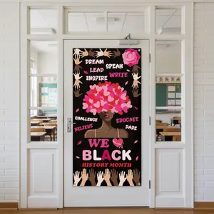 2D Black History Month Door Decor Black History Month Door Cover We Love Black History Classroom Door Decoration with Motivational Quotes 71 x 35 Inches Party African American Festival Door Banner for Classrooms Home Offices Teachers and Students Approved