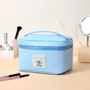 Disney Stitch Cartoon Makeup Bag, Cosmetic Organizer with Zipper, Travel Toiletry Bag for Women,Handheld Makeup Bag,Simple Cylindrical Organizer, Cute Cartoon Toiletry Pouch, Cute Stitch Design(1pc)