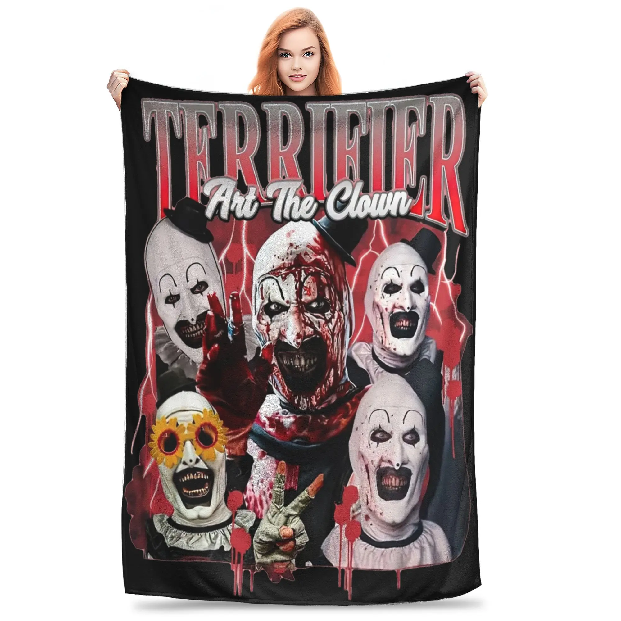 Terrifier Art The Clown Bootleg Gift Blanket for Men Women Cozy Fluffy  Throw Blankets for Living Room 50x60 Inches Multi-size