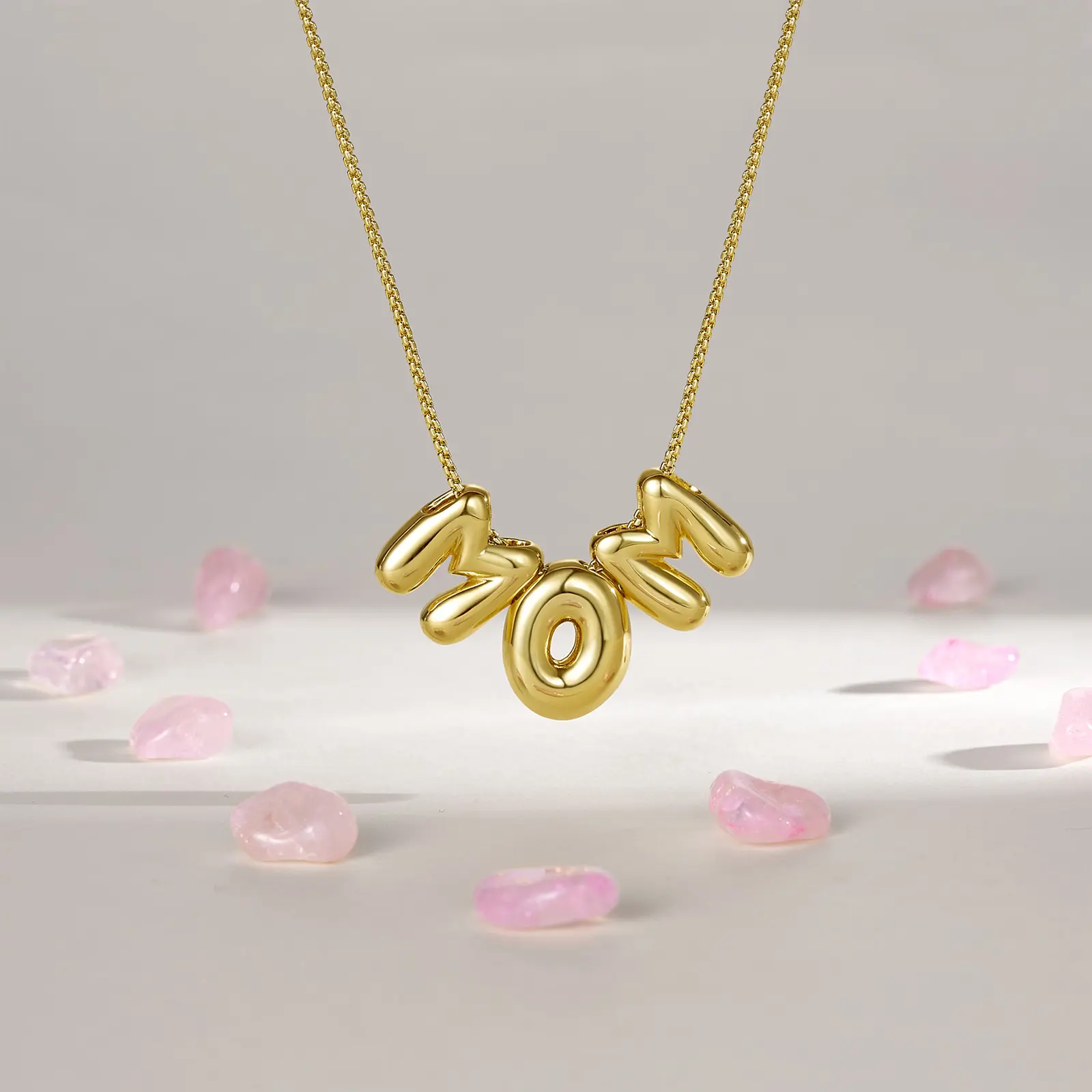 KissYan Mama Necklace for Women, 14K Gold Plated Bubble Mom Pendant Necklace for New Mum Wife, Fashion Jewelry Gift for Mother's Day