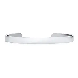Unisex Black Plated Stainless Steel Cuff Bracelet Slender Stackable Bangle