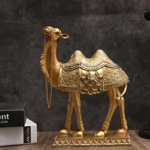 Golden Camel Home Decoration Piece, Elegant Decorative Sculpture for Living Room, Unique Gift for Home Decor, Statue