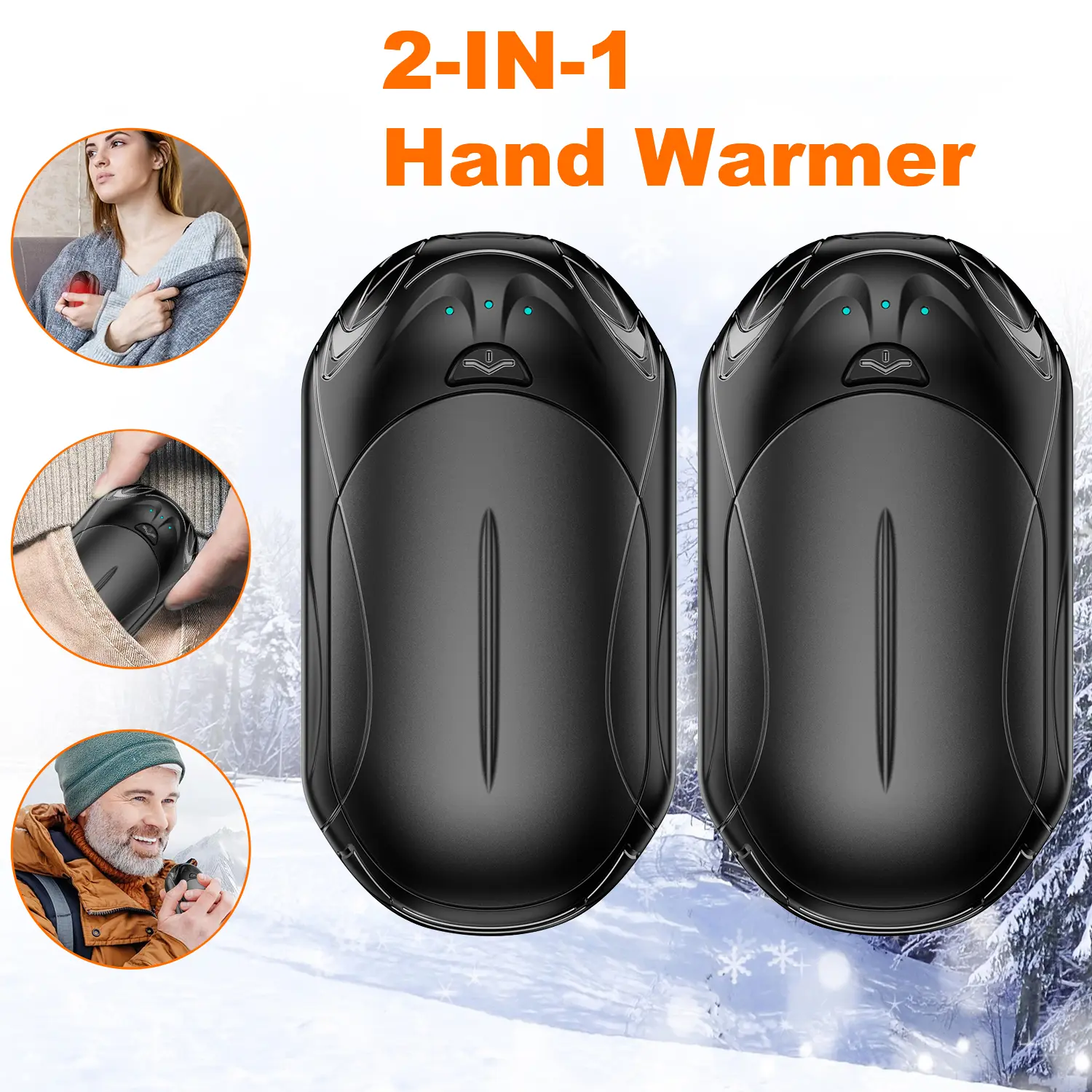 2 Pack Rechargeable Hand Warmers, 6000mAh Battery with AI Smart Chip, 20H Safe Heating, Portable Pocket Warmer for Christmas, Thanksgiving, Valentine's Day Gifts & Outdoor Activities (Hiking, Travel), Golf, Camping, Hunting, Birthdays, Unisex
