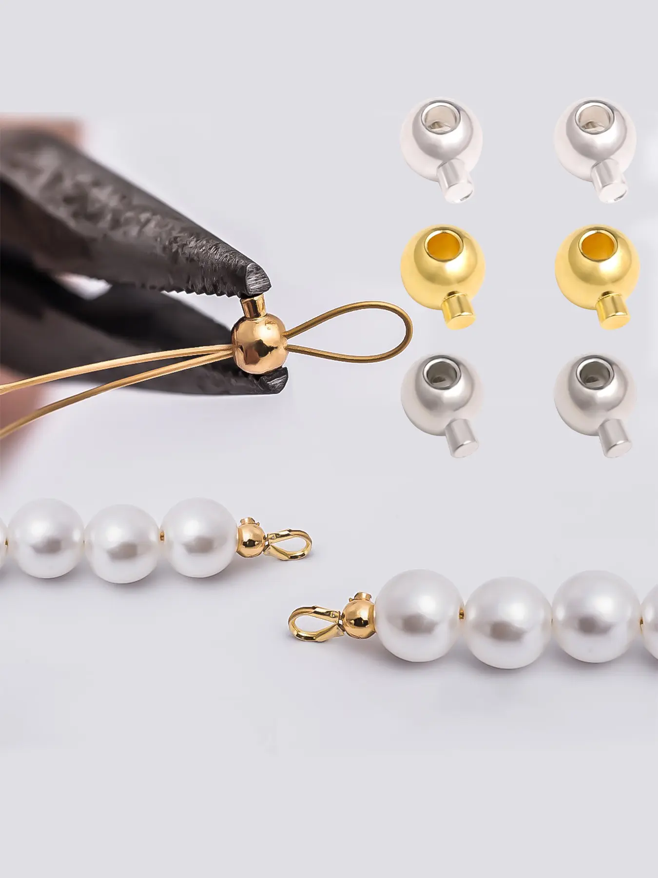 3mm Crimp Beads & Positioning Bead Set - 10pcs Gold/Silver/Rhodium Plated High-Quality DIY Jewelry Supplies DIY Beading Accessories for Necklace Bracelet Making Diy Jewelry Decoration